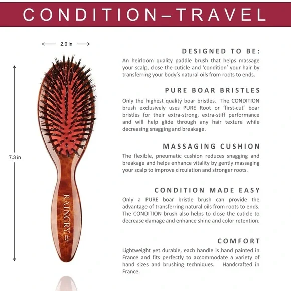 NIB Raincry Natural Bristle Brush - Picture 13 of 13